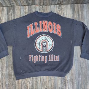 Vtg Distressed University of Illinois Sweater 4XL